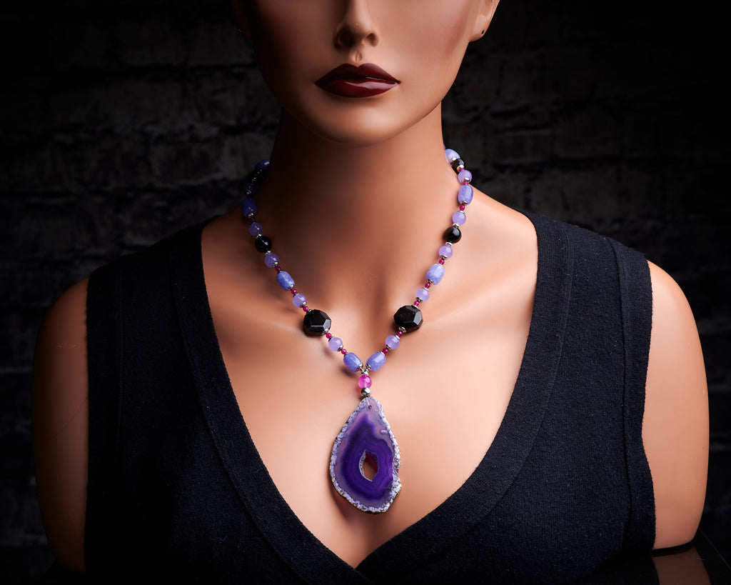 Purple Agate Statement Necklace