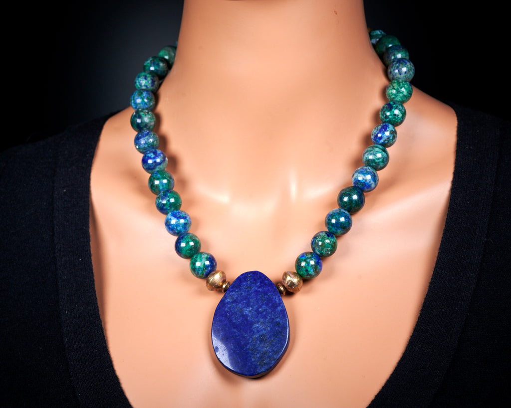 Azurite Malachite Lapis Lazuli Necklace