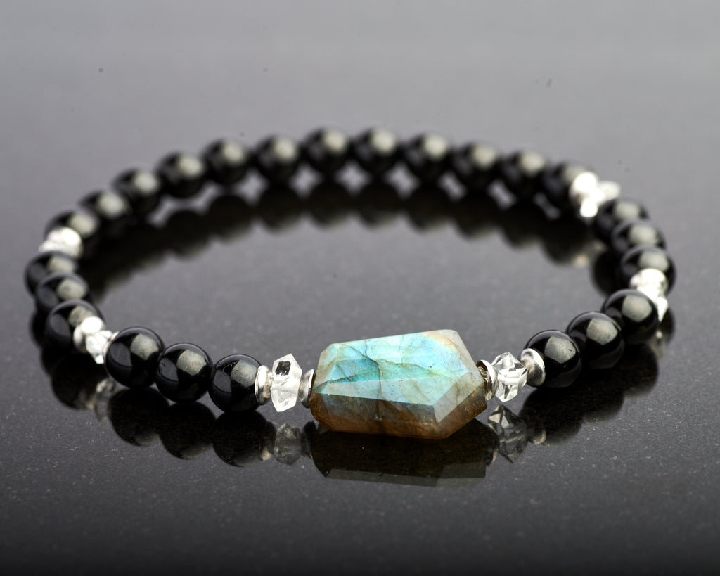 Labradorite Black Tourmaline Stretch Bracelet