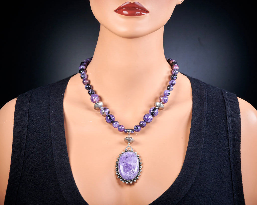 Statement Charoite Necklace Pendant